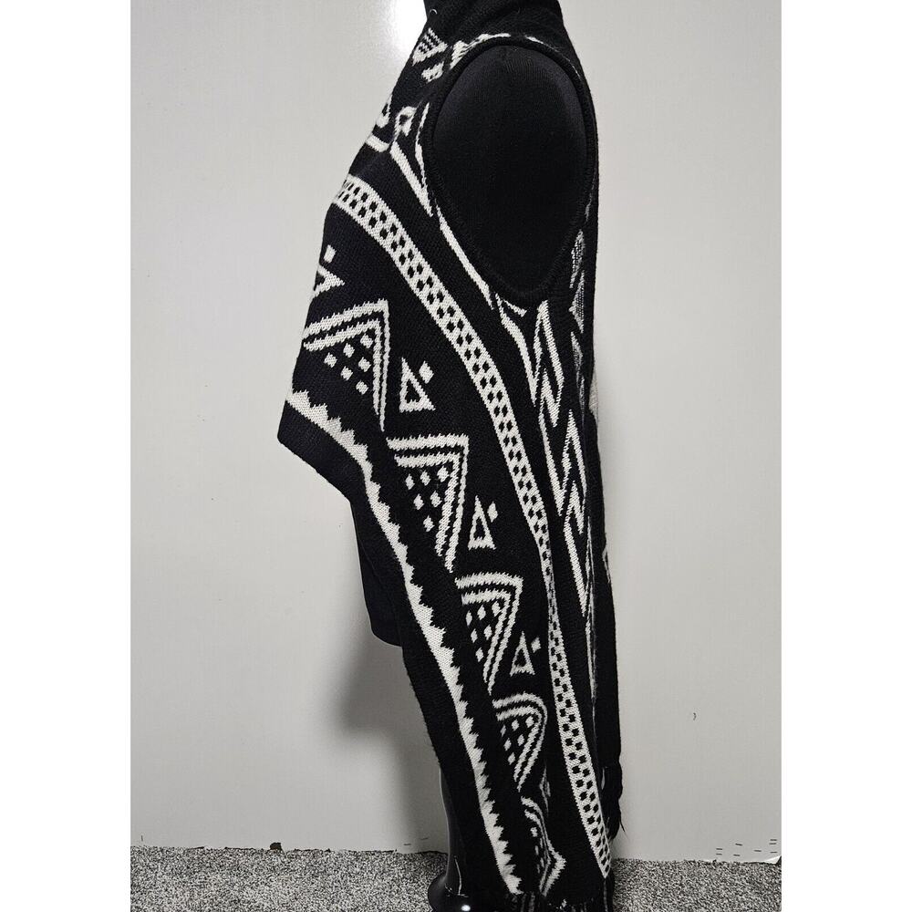 Pina Rossi Womens Small Flowy Open Front Vest Cardigan Western Fringe Boho Aztec - Picture 7 of 11